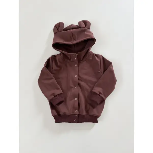 BLUZA USZATKA ROZPINANA BURGUND Z KAPTUREM