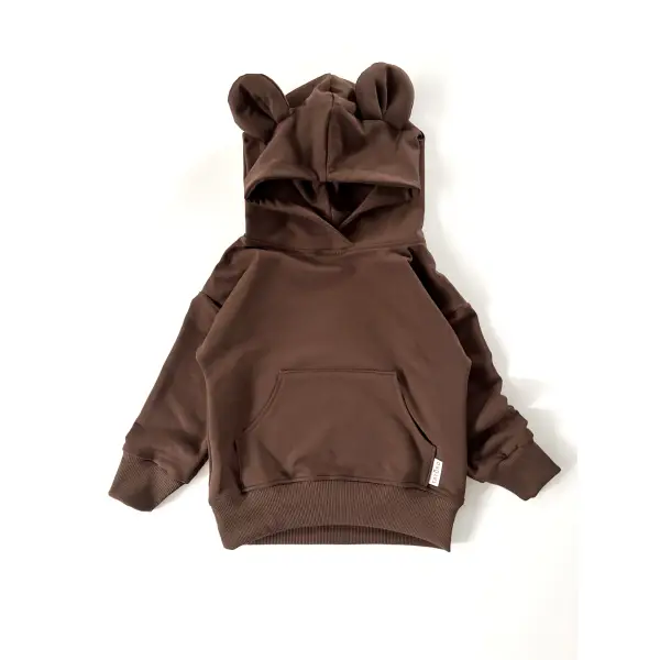 BLUZA USZATKA OVERSIZE Z KIESZONKAMI - KAKAO