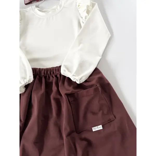 KOMPLET BLUZKA MOTYL LUSIA+SPÓDNICZKA DORKA BURGUNDOWA