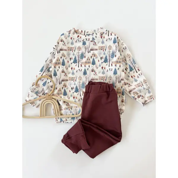 KOMPLET BLUZA PRĄŻKOWANA WINTER CITY +SPODNIE DRESOWE BURGUND