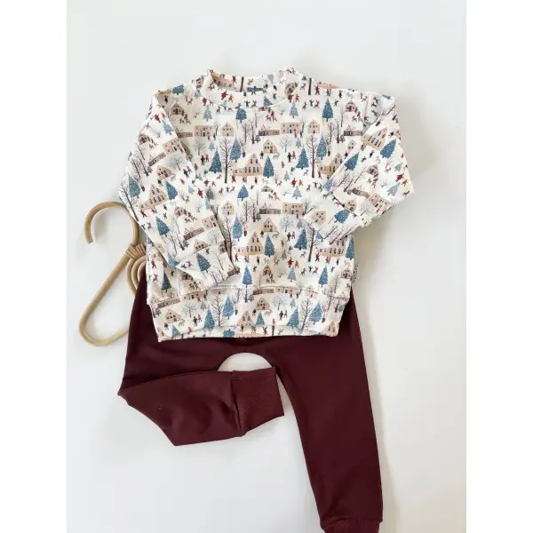 KOMPLET BLUZA PRĄŻKOWANA WINTER CITY +SPODNIE DRESOWE BURGUND