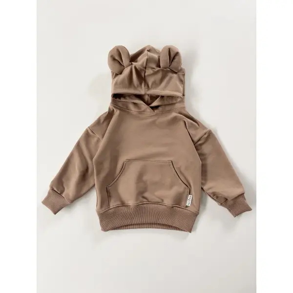 BLUZA USZATKA OVERSIZE Z KIESZONKAMI - CYNAMON