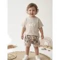 KOMPLET T-SHIRT ,,HEY’’ NATURAL + SZORTY MILK&CHOCO