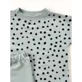 KOMPLET T-SHIRT PLAMKI + KOLARKI DUSTY BLUE