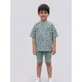KOMPLET T-SHIRT PLAMKI + KOLARKI DUSTY BLUE