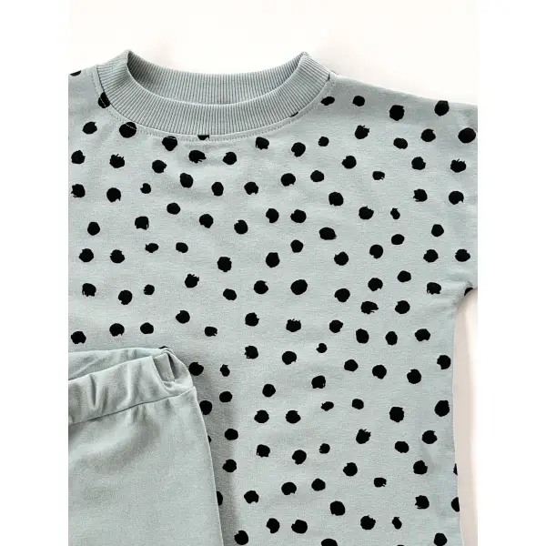KOMPLET T-SHIRT PLAMKI + KOLARKI DUSTY BLUE