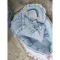 Kokon niemowlęcy z długimi chwostami BOHO - Błękitny