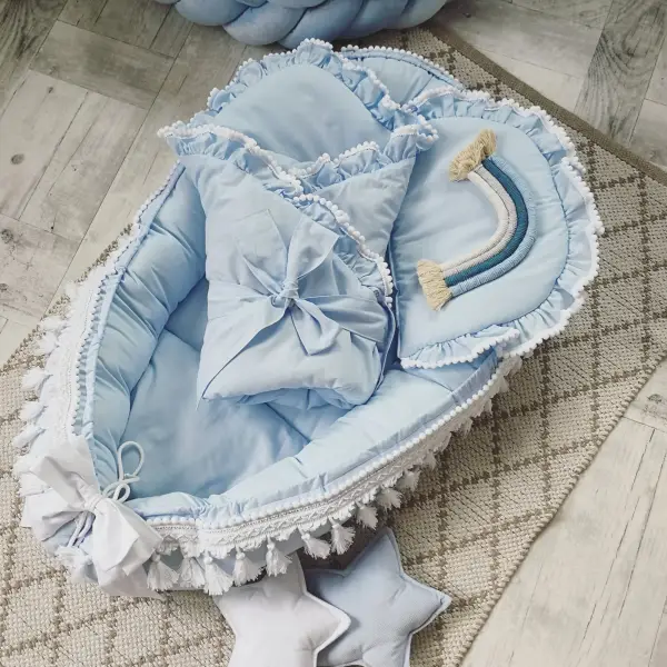 Kokon niemowlęcy z długimi chwostami "Boho błękitne"