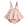 MUŚLINOWY BLOOMERS Z BASKINKĄ NA SZELKACH - RÓŻOWE