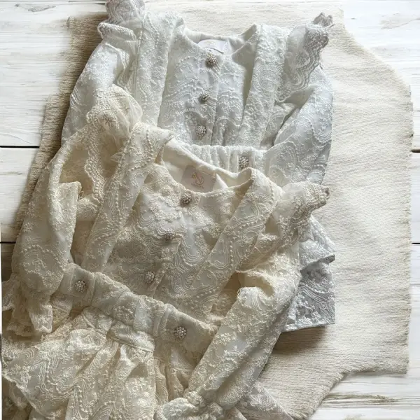 KOMPLET KORONKOWY DLA DZIEWYCZNKI - WANILIA