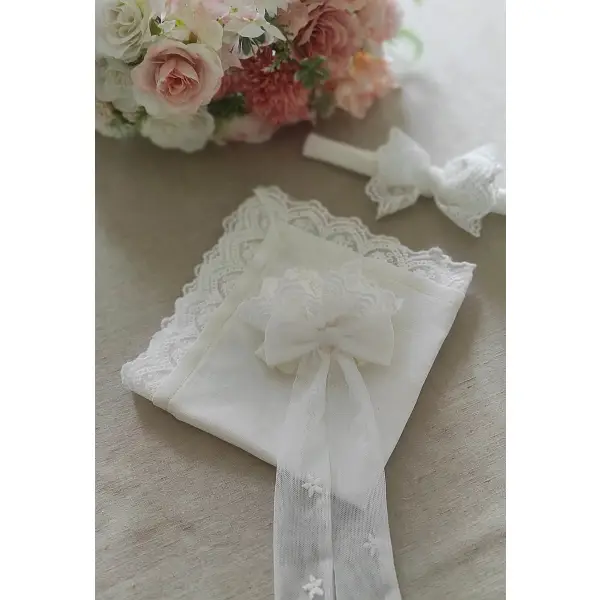SZATKA DO CHRZTU Z HAFTEM I OPASKA NA ŚWIECĘ
