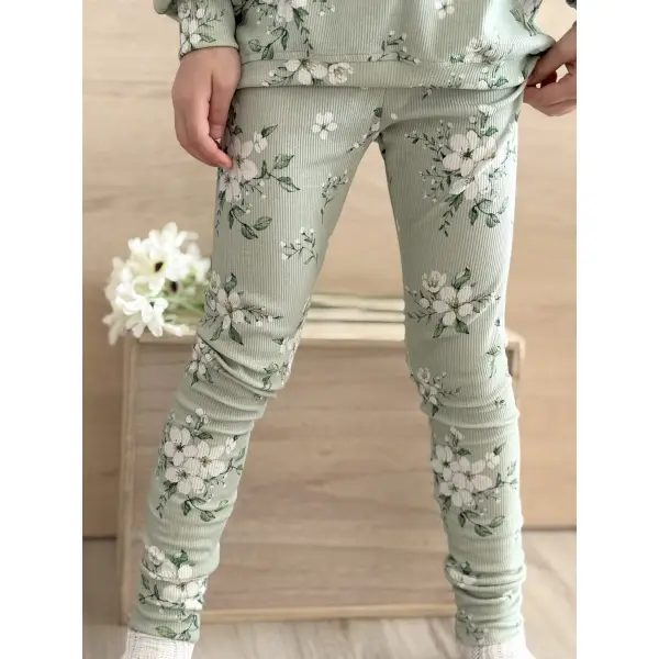 LEGGINSY DZIECIĘCE - MINT FLOWER - zgrywus.net