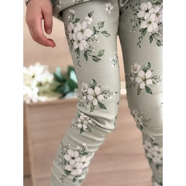 LEGGINSY DZIECIĘCE - MINT FLOWER - zgrywus.net