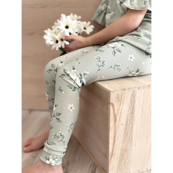 LEGGINSY DZIECIĘCE - MINT FLOWER - zgrywus.net