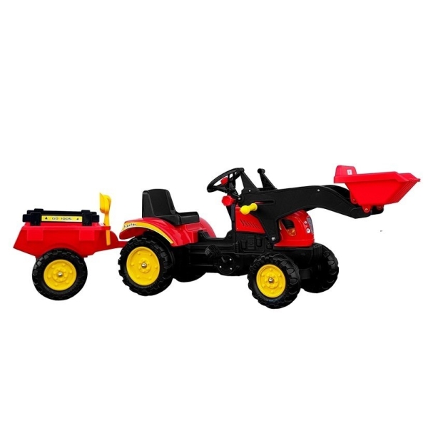 Traktor Herman z Przyczepą i Łyżką czerwony165 cm