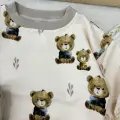 KOMPLET - bluza sweet bears ciepły beż i legginsy prążkowane latte - zgrywus.net