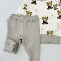 KOMPLET - bluza sweet bears ciepły beż i legginsy prążkowane latte - zgrywus.net