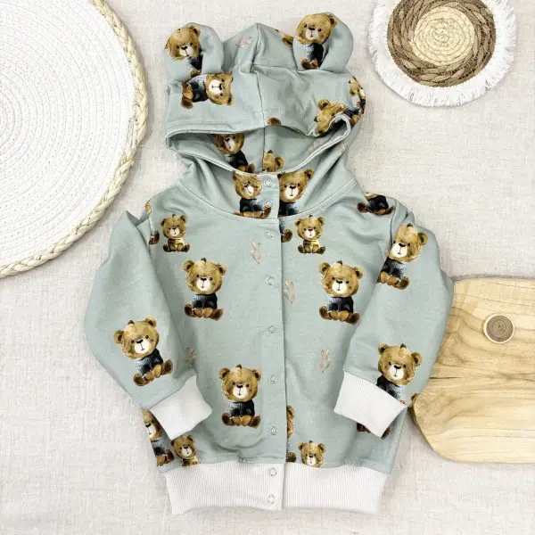 BLUZA ROZPINANA USZATKA szałwiowa - sweet bears - zgrywus.net